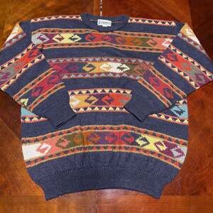 Vintage 90s Coogi Style Multicolour Knit Sweater